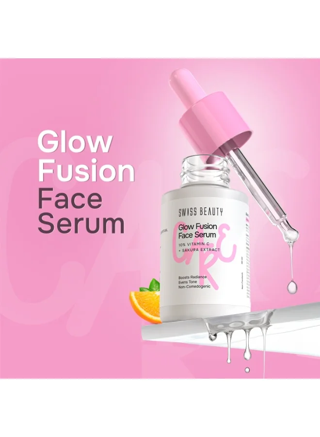 Swiss Beauty Swiss Beauty Care Glow Fusion Face Serum | Bright & Glowy | 10% Vitamin C & Sakura Extract | Non-Sticky | 30ml